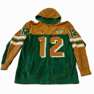 Fair VTG Delf Size Large Y2K Velvet Velour Hoodie Jacket Track Suit Top